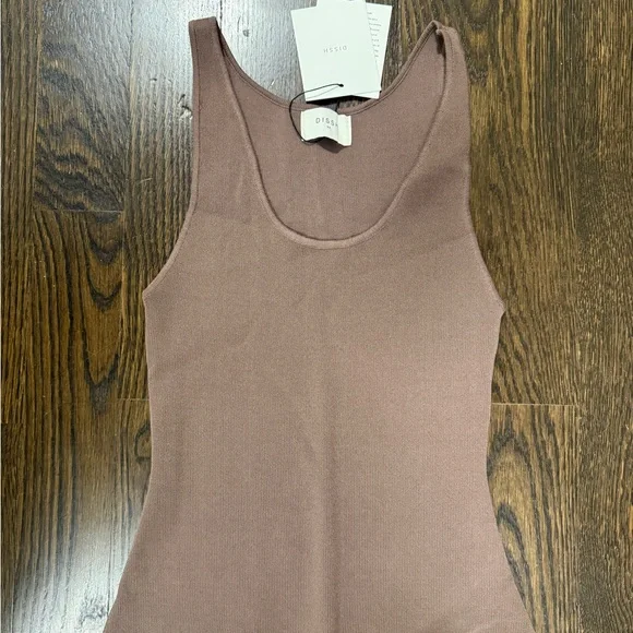 DISSH Ribbed Scoop Tank Top in Mocha Brown - Picture 5 of 6